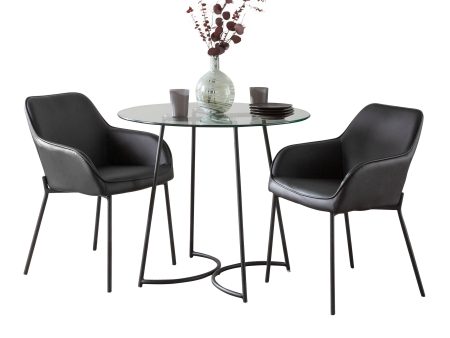 Cece Daniella - 3 Piece Contemporary Dining Set - Black   Clear   Black Online Hot Sale