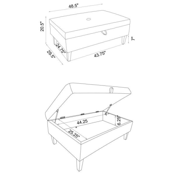 Ernest - Rectangular Upholstered Storage Ottoman - Black And White Cheap