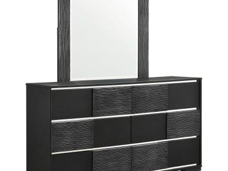 Blacktoft - 6-Drawer Dresser With Mirror - Black For Discount