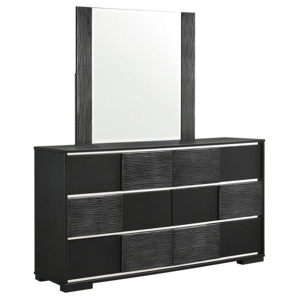 Blacktoft - 6-Drawer Dresser With Mirror - Black For Discount