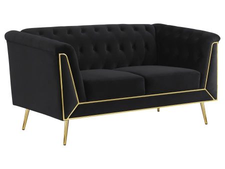 Holly - Upholstered Tuxedo Arm Tufted Loveseat - Black Fashion