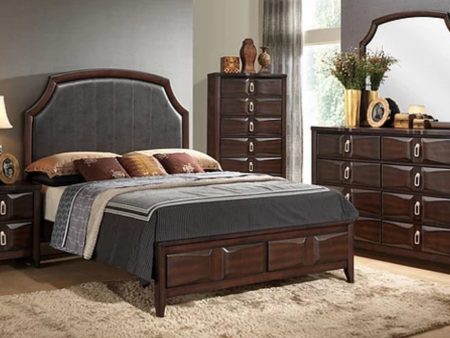 Upholstered Wooden Walnut Bed Only- Wooden Footboard With Accents- Queen or King- Model Nina Supply