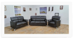 Black Leather 3 Piece Sofa Set- Model Wendy Online Hot Sale