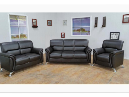 Black Leather 3 Piece Sofa Set- Model Wendy Online Hot Sale