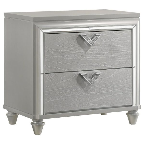 Veronica - 2-Drawer Nightstand - Light Silver For Cheap