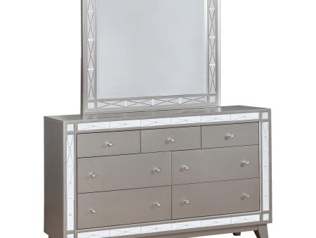 Leighton - 7-Drawer Dresser With Mirror - Metallic Mercury Online