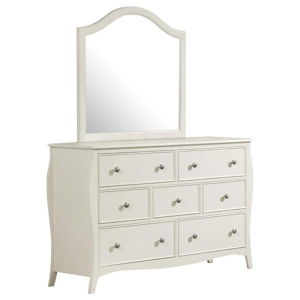 Dominique - 7-Drawer Dresser With Mirror - Cream White Hot on Sale