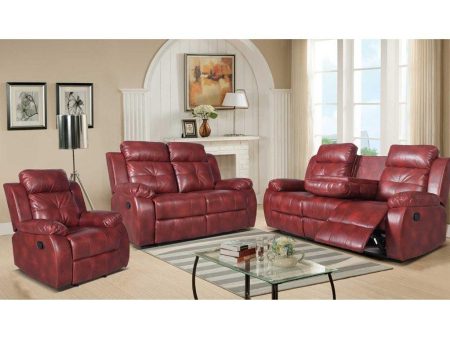 3 Piece Air Leather Recliner Set- Red- Model Vincent Supply