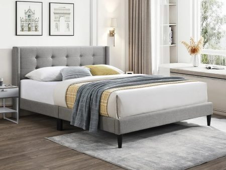 Grey Fabric Platform Bed With Wings- Double, Queen or King - Model #5270 Online