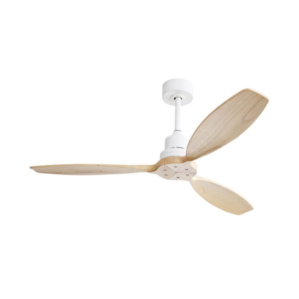 Wooden Ceiling Fan White 3 Solid Wood Blades Remote Control Reversible Dc Motor Without Light - Light Brown   White Online now