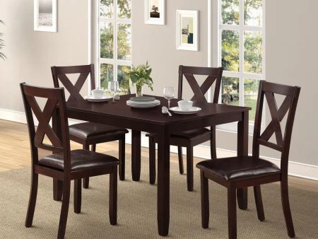 5 PC Espresso Wood Dining Table Set- Model Poppy Hot on Sale