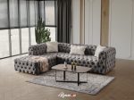 Grey Velvet Tufted Sectional- Includes Throw Pillows - Model Romena Sale