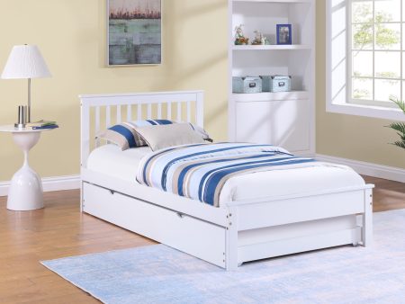 White Solid Wood Single Trundle Bed- Model #415 For Sale