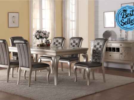 7 PC Silver Grey Extendable Dining Table Set Includes Server (Optional)- Model Elsa For Cheap