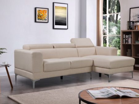 Beige Velvet Sectional With Adjustable Headrests- Model Zug Fashion