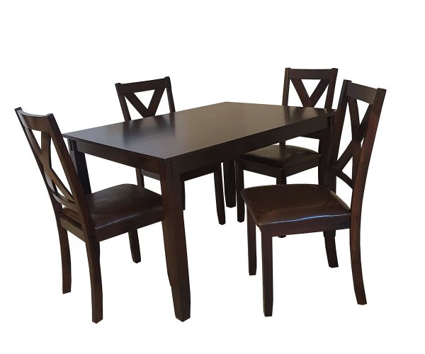 5 PC Espresso Wood Dining Table Set- Model Poppy Hot on Sale