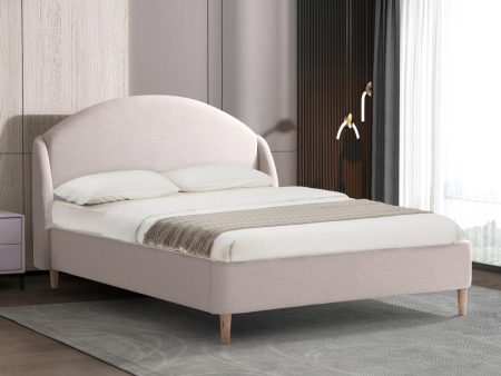 Beige Premium Fabric Platform Bed- Queen or King- Model #23101 Hot on Sale