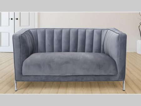 Grey Rich Soft Suede Fabric Loveseat Sofa- Model Arthur Online Sale