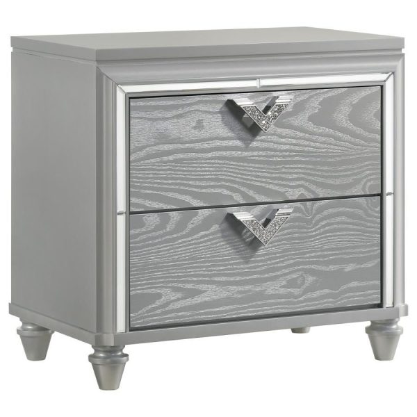 Veronica - 2-Drawer Nightstand - Light Silver For Cheap