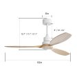 Wooden Ceiling Fan White 3 Solid Wood Blades Remote Control Reversible Dc Motor Without Light - Light Brown   White Online now