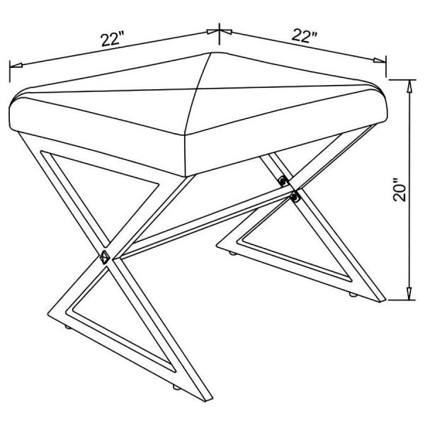 Rita - X-Cross Square Ottoman - White And Chrome Online Sale