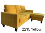 Yellow Micro Fabric Sectional Sofa With Cup Holders, USB Ports & Pockets- Chaise Turns Into Floating Ottoman- Model #2215 Fashion