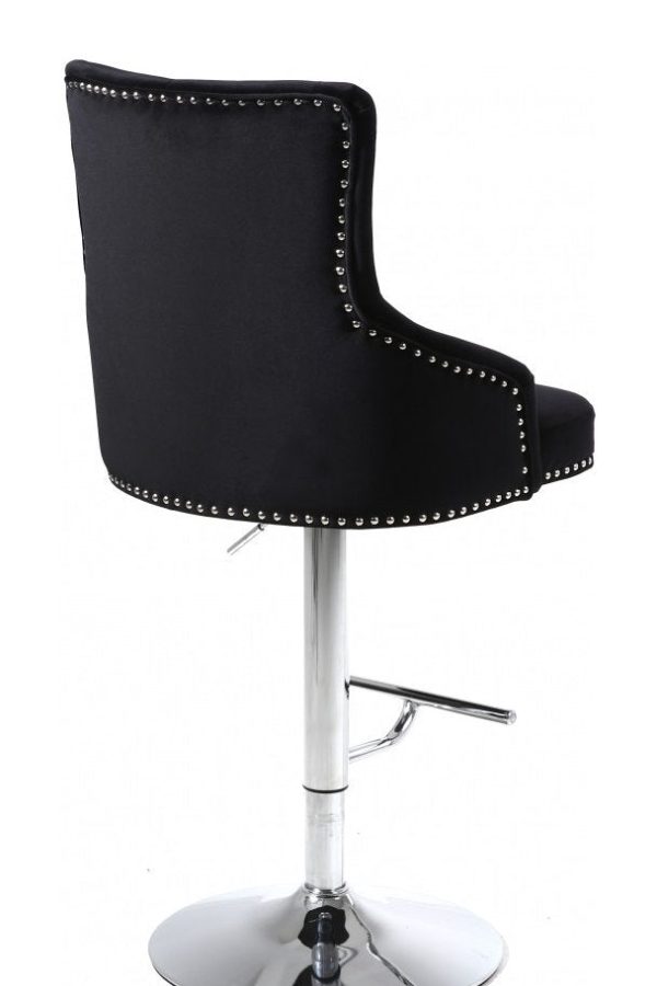 1 Black Adjustable Velvet Bar Stool With Deep Tufting & Nailhead Details- Model #6021 Discount