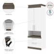 White & Walnut Grey 30 W Storage Cabinet with Pull-Out Shelf- Model Orion Fashion