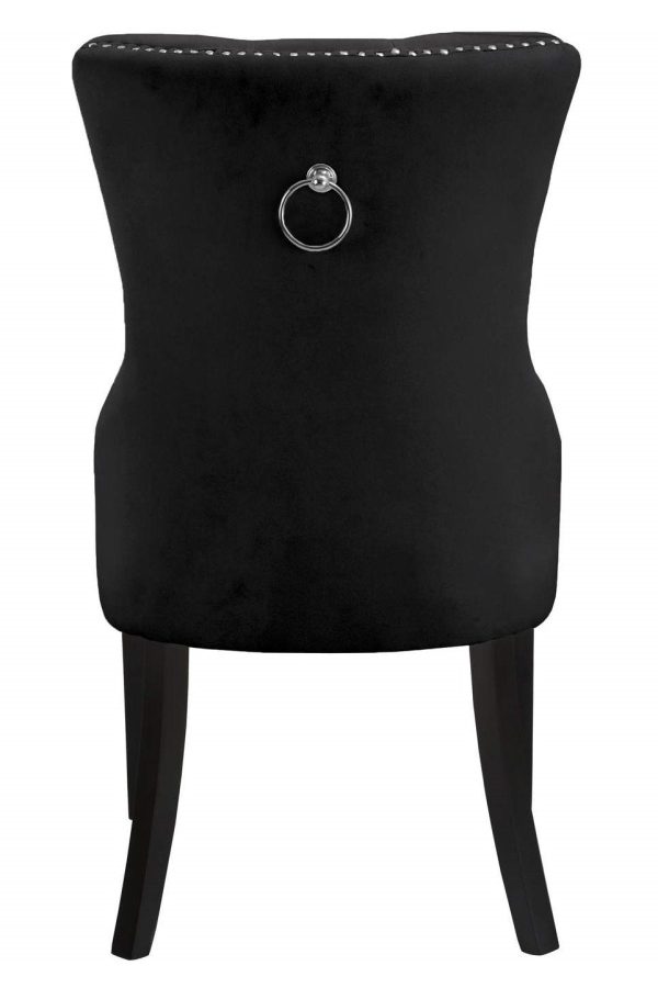 2, 4 or 6 Black Velvet Dining Chairs with Nail Head Details- Model #1221 Cheap