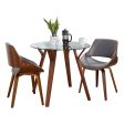 Folia - 3 Piece Dining Set Round Fabrizzi Mid-Century Modern - Walnut   Gray Discount