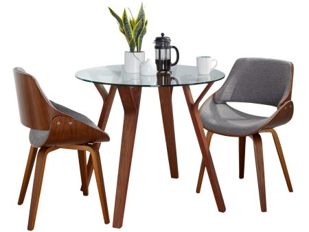 Folia - 3 Piece Dining Set Round Fabrizzi Mid-Century Modern - Walnut   Gray Discount