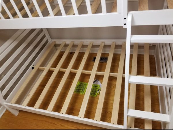 White Solid Wood Twin Over Double Storage Bunk Bed- Can Convert Into Two Separate Beds-Model #117W For Sale