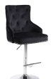 1 Black Adjustable Velvet Bar Stool With Deep Tufting & Nailhead Details- Model #6021 Discount