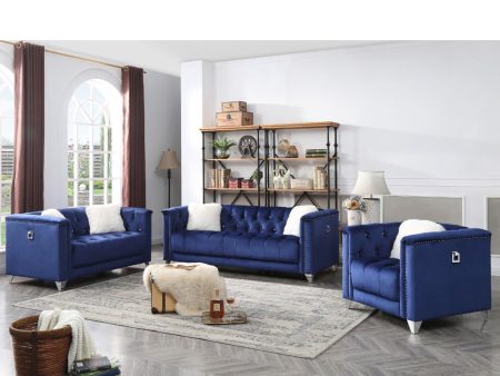 Blue 3 PC Velvet Tufted Sofa Set- Model #1764 Fashion