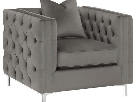 Phoebe - Upholstered Tuxedo Arm Tufted Chair - Urban Bronze Online Hot Sale