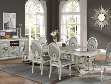 7 PC Elegant Leaf Extendable Dining Table Set Includes Server (Optional) - Model Kimberly For Sale