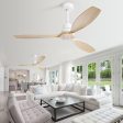 Wooden Ceiling Fan White 3 Solid Wood Blades Remote Control Reversible Dc Motor Without Light - Light Brown   White Online now