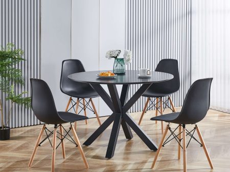 5 Pieces Dining Set, Table Metal Leg Mid-Century Dining Table For 4 - 6 People With Table Top, Pedestal Dining Table, End Table Leisure Coffee Table - Matte Black Sale