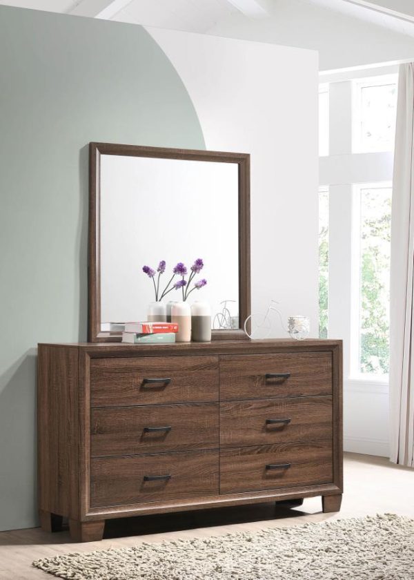 Brandon - 6-Drawer Dresser With Mirror - Warm Brown Online