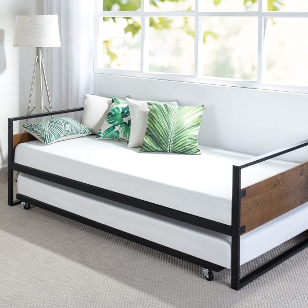 Zinus Bed Frame Suzanne Pull Out Metal Wood Bed Hot on Sale