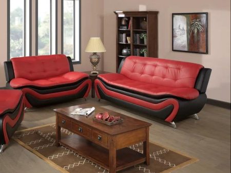 Black & Red Leather 3 Piece Sofa Set- Model Speedy Online