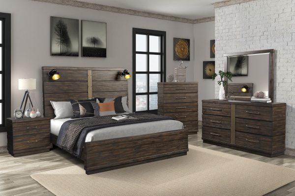 Industrial Farmhouse Designed Bed With Bluetooth For Cheap