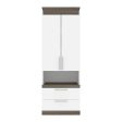 White & Walnut Grey 30 W Storage Cabinet with Pull-Out Shelf- Model Orion Fashion