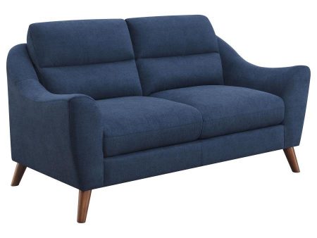 Gano - Upholstered Sloped Arm Loveseat - Navy Blue For Cheap