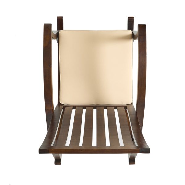 Acacia Wood Rocking Chair With Cushion - Brown Supply