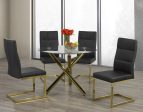 5 PC Black & Gold Round Glass Dining Table Set- Model #034195 Cheap