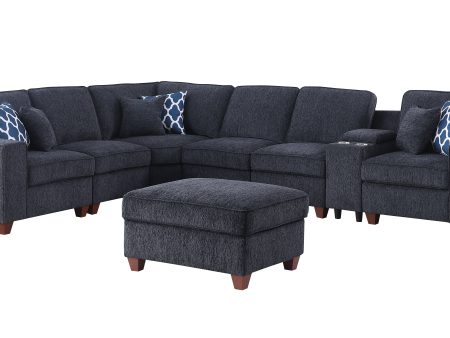 Gina - Sectional Sofa With Ottoman - Black For Discount