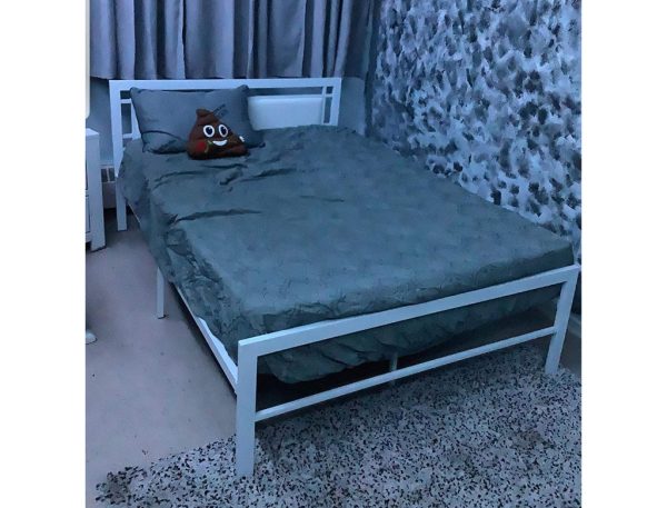 White Metal Bed With A Padded Headboard- Twin, Full or Queen- Model #141 Online Sale