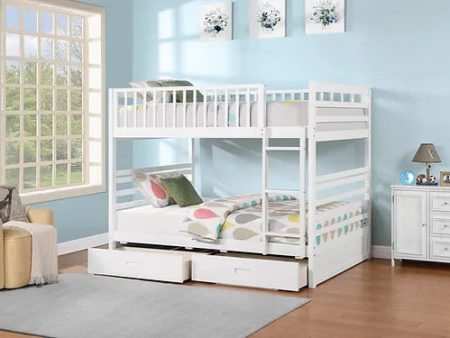 White Solid Wood Ful Over Full Storage Bunk Bed- Can Covert Into Two Separate Beds- Model #115 Discount