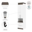 White & Walnut Grey 20 W Storage Cabinet with Pull-Out Shelf- Model Orion on Sale